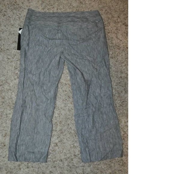 Womens Linen Capris My Michelle 13 Black Gray White Textured Blend Lowrise Pants - Picture 5 of 6